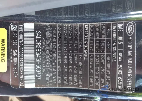 2016 Land Rover Discovery Sport Hse z USA, uszkodzony, nr VIN SALCR2BG4GH569737